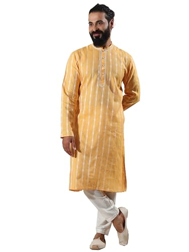 Filori Studio - Men's Jacquard Woven Design with Lace Detailing Long Kurta (Kurta Only)