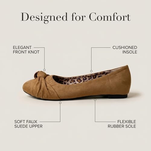 Image of Epic Step Ballet Flats for Women, Comfortable Slip on Faux Suede Round Toe, Ballerina Dressy Flat Shoes