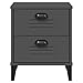 Industrial Nightstand with Drawers, White Engineered Wood Bedside Table for Modern Bedroom Storage and Organization Anthracite Gray, 13.8 x 15.7 x 18.9 in