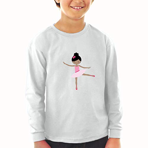 Kids Long Sleeve T Shirt Ballerina Dance 1 Bun Pink Bow Bl B Cotton Boy & Girl Clothes Funny Graphic Tee Soft Pink Design Only 4T2