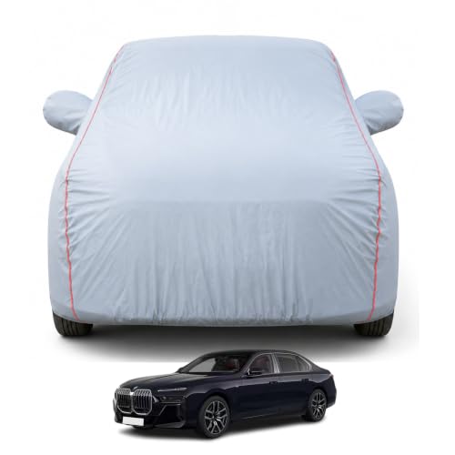 Image of Premium Car Cover for BMW 7 Series 2023-2026 Models | Waterproof, UV & Dust Protection | Mirror & Antenna Pocket | Triple Stitched, Soft Inner Lining, Belt & Buckle (Dark Grey)