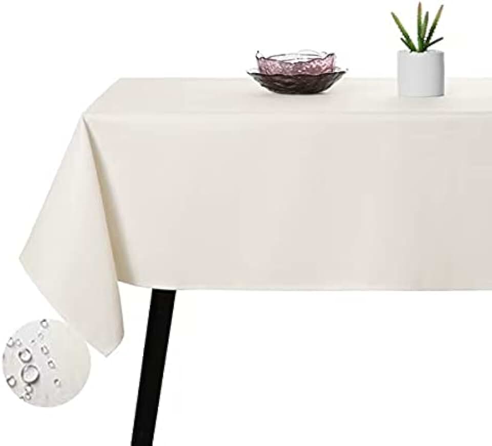 cream colored tablecloth