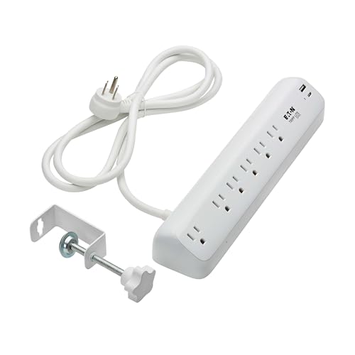 Image of Eaton Tripp Lite TLP66UCLAMP Desk Clamp Surge Protector with USB & USB-C