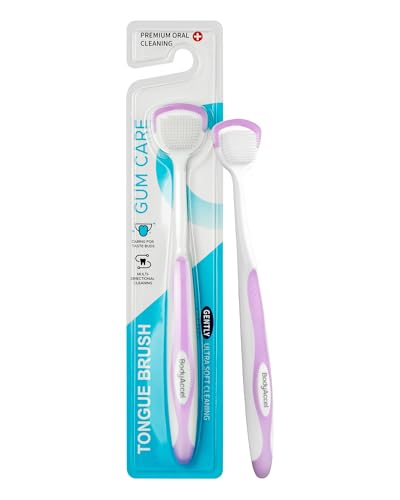 BodyAccel Silicone Tongue Cleaner for Adults, Soft & Gentle Tongue Brush and Scraper, Helps Remove Bad Breath, Flexible Non-Slip Handle for Comfortable Control