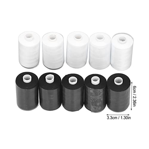Hilo de coser poliéster negro y blanco 10 piezas miniatura 3