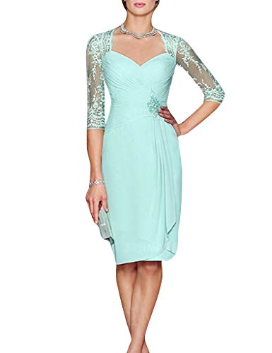 H.S.D Women's Sheath Short Lace&Chiffon Mother of The Bride Dresses with Jacket3