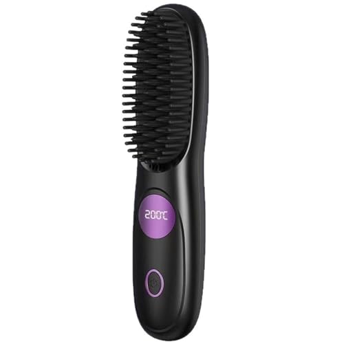 Brosse à lisser sans fil rechargeable avec affichage LED et USB