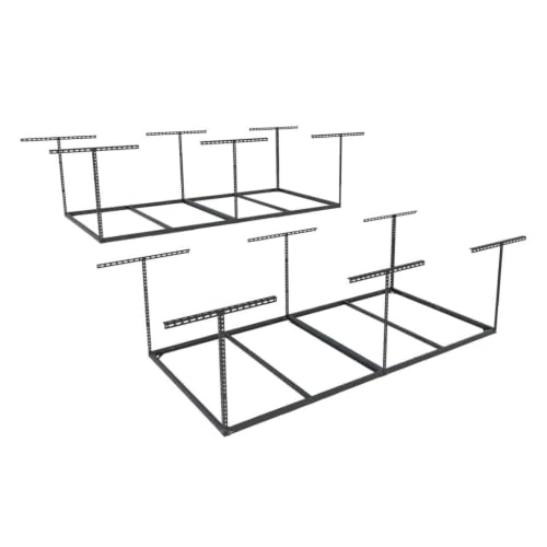 Image of FLEXIMOUNTS 4x8 Overhead Garage Storage Rack, 2 Pack, Black
