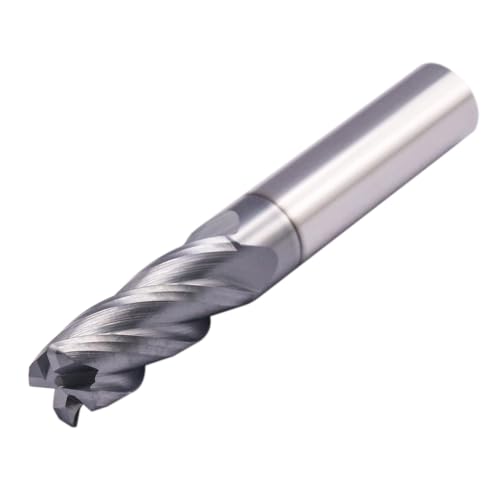 Image of 3 /8 inch 4 Flute Solid Carbide End Mill - .040 inch Corner Radius, AlTiN Coated | 35 Helix, 3 /8 inch Cutting Dia, 3 /8 inch Shank Dia, 1 inch LOC, 2-1 /2 inch OAL For Milling Alloy Steel, Cast Iron, Copper