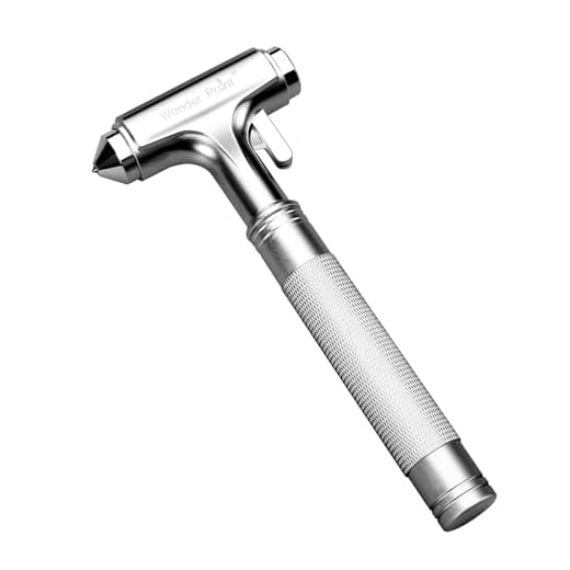 WONDER POINT Premium Car Glass Breaker with Seat Belt Cutter - Automotive Safety Hammer - Emergecy Escape Tool, Car Autoaccessory Metal Window Hammer, Vehicle Hard Aluminium Alloy Head Design