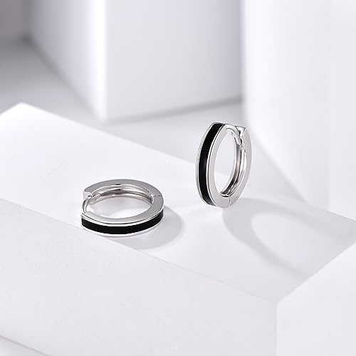 Pendientes de aro para hombre plata 925 antialérgicos pendientes minimalistas 2