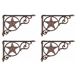 4 soportes de hierro fundido con diseño de estrellas antiguas para estante de jardín, estilo rústico vintage