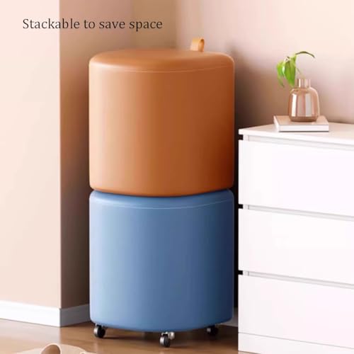 Pouf Empilable Repose-Pieds Pivotant En Cuir GIZNXBA Grey - 5