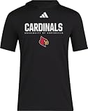 adidas Men's NCAA 25/26 Designed for Training Team Short Sleeve Hoodie, Black/White/University of Louisville