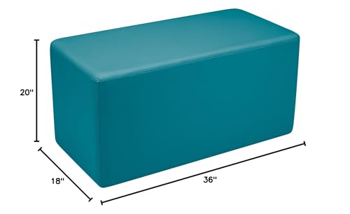 Image of Sprogs 18 inch H Structured Rectangle Stool -Flexible Modular Collaborative Soft Seating for Office, Home, Lounge and School Classrooms with Durable Frame & Set of 2 inch Legs Add-on - Teal