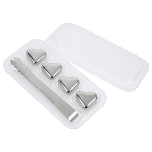 Gatuida Pierres de Refroidissement Acier Inoxydable Forme Cœur Glaçons Métalliques Réutilisables pour Whisky Vodka et Boissons Set sans Dilution
