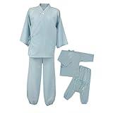 2922 介護ねまき 甚平型 上下セット (3 ソーダ, L)