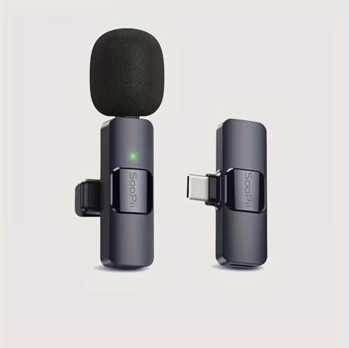 Image of SOOPII Type-C Wireless Collar Microphone for Android, Noise Cancellation Clip-On Mini Mic for YouTube, Vlogging, Reels, Interviews, Plug & Play Lavalier Mic for Video Recording, 6H Backup, 65ft Range