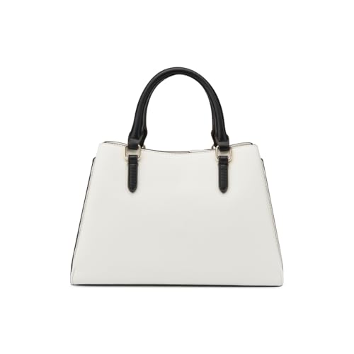 Image of GUESS Women White Solid Adjustable Detachable Strap Satchel Bag