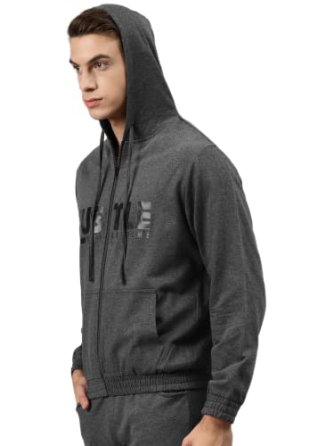 Image of Hubberholme Men's Cotton Blend Hustle Printed Hooded Sweatshirt