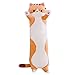 Oreiller long pour chat en peluche, jouets en peluche pour chat câlin, 50 cm mignon chaton en peluche qui dort étreint coussin jouet long chat oreiller coussin de couchage (marron)