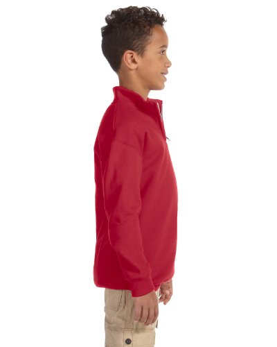 Jerzees Youth NuBlend Quarter-Zip Cadet Collar Sweatshirt, Medium, True RED4