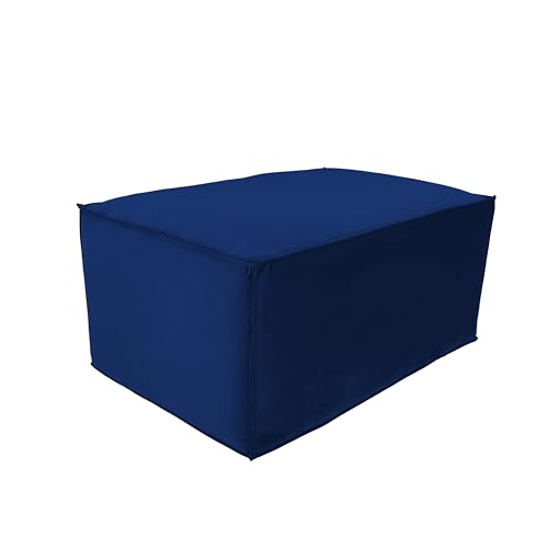Factory Direct Partners Velvety and Vinyl Overstuffed Rectangle Ottoman for Living Room, Lounge, Office - Eclipse
