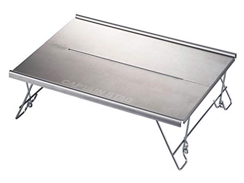 CAPTAIN STAG UC-556 Outdoor Bonfire Table, Stainless Steel, Silver, Rectangular, Folding, 295mm x 215mm x 95mm, End Table, Patio Garden, 1 Seat, 22.0 lbs Capacity