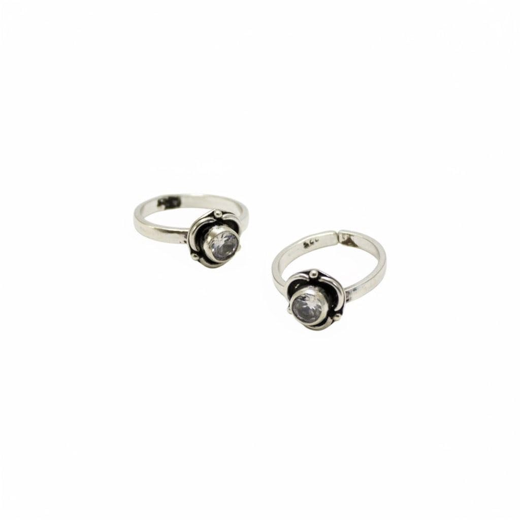 gaayu gems 925 Sterling Silver Toe Ring for Women | Floral Design with CZ Stone | Adjustable Silver Bichiya for Regular Wear-picture-19