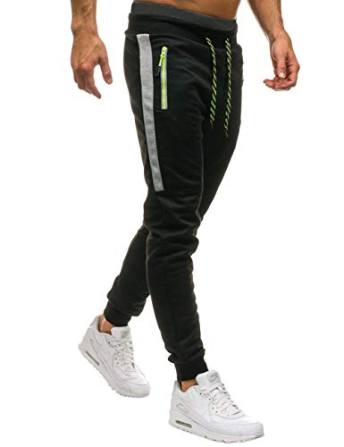 KUULEE Mens Active Athletic Slim Fit Tapered Joggers Sweatpants for Running Workout (S, Viper-Black)