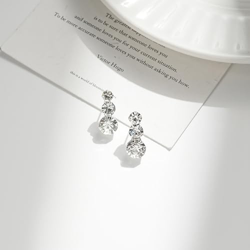 Crystal Wedding Jewelry Set, Silver Necklace Earrings Bracelet Crystal Bridal Wedding Jewelry Sets for Brides Bridesmaid Prom Costume Accessories - Image 5