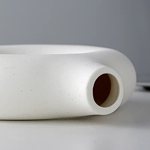 Vases For Pampas Grass, White Ceramic Vase -Modern Vases For Home Decor, Small Ceramic Vase, Boho Vases For Pampas Grass, Pampas Vase - Nordic Circle Vase With Hole, Donut Vases Home Decor #TOP4