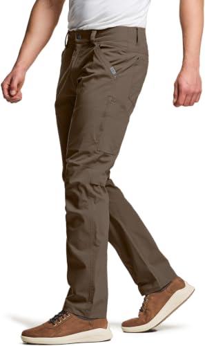 CQR Men's Vent Stretch Pants, Quick Dry Lightweight Casual Cargo Pants, Water Resistant Straight-Fit Utility Work Pants, Sedona Tundra, 34W x 30L