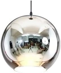 OZZKI Hanglamp Eenvoudige post moderne glazen bal kroonluchter lamp Plating afwerking kerstronde Halloween spiegel plafond hanglamp for keuken restaurant eetkamer hangende hanglantaarslantaarn e27 Inb