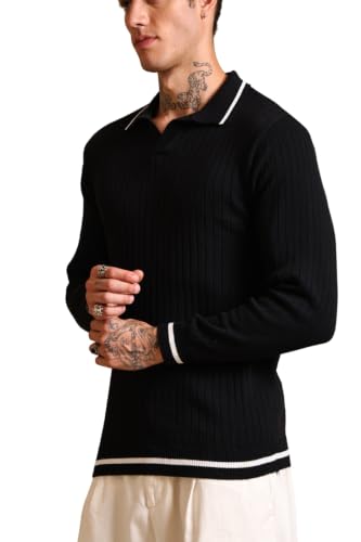 Image of Kvetoo Full Sleeve Winter Wear Woolen Collar Polo Sweater for Men