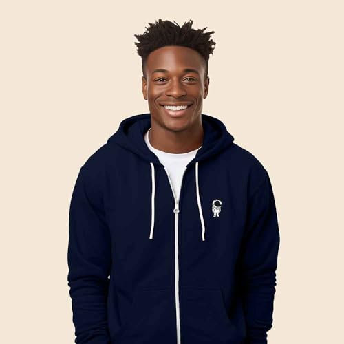 DALIX Astronaut Embroidered Hoodie Fleece Sweatshirt Zip Front
