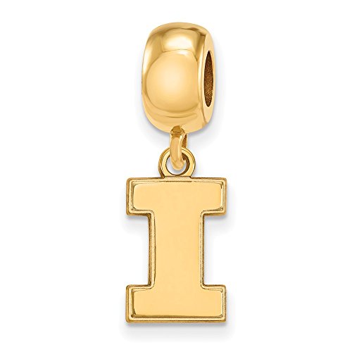 Illinois Bead Charm Small (1/2 Inch) Dangle (Gold Plated)