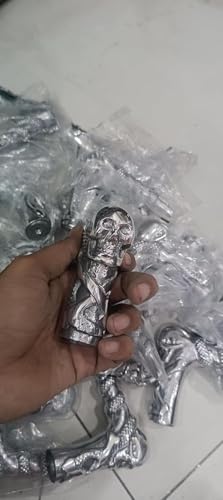 Bastón de madera con mango de cabeza de diseño de calavera cromada vintage Bastón de madera con mango de cabeza de diseño de calavera cromada vintage