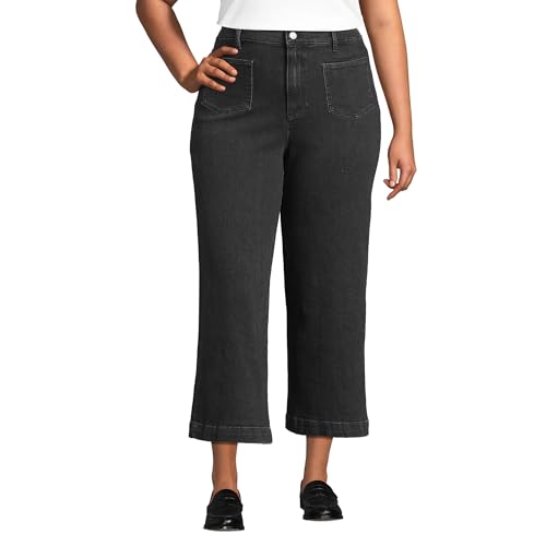 Lands' End Women's Denim High Rise Wide Leg Crop Jeans