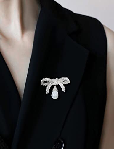 Image of Elegant Love Bow Brooch Micro Pave Cubic Zirconia Bowknot Wedding Bride Mother Brooch Pin Ribbon Shape Jewelry Brooch Breastpin