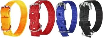 GTL Pets 1 inch Comfortable Dog, Yellow, Black, Royal Blue, Red, Combo Adjustable Collar Belt, Best for Walking, Running, Training Dog & Cat Everyday Collar (Medium, Yellow, Red, Royal Blue, Black)