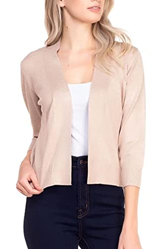 Image of Bolero Cropped Cardigans Shrugs for Women - 3 /4 Sleeve Open Front Cover up for Dresses