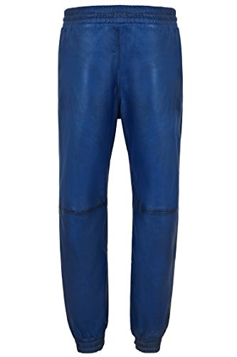 Mens Real Leather Trouser Sweat Track Pant 100% Lambskin Zip Jogging Bottom 30403