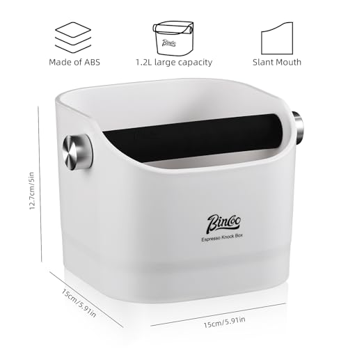 Espresso Knock Box - Bincoo Pink Espresso Machine Knock Box/Espresso Grounds Knock Box, Barista Style Coffee Knock Box for Grounds with Removable Shock-Absorbent Knock Bar and Anti-Slip Base. (White) - Image 4