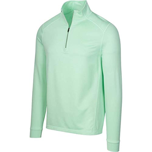 Greg Norman L/s Heathered Herringbone 1/4-zip Mock, Mint Heather, Extra Large