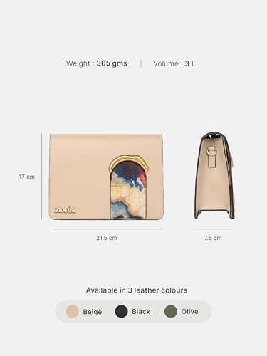 Image of ZOUK Women's Jharokha Vegan Leather Sling Bag | Dual Magnetic Flap | Crossbody Bag | Adjustable Strap