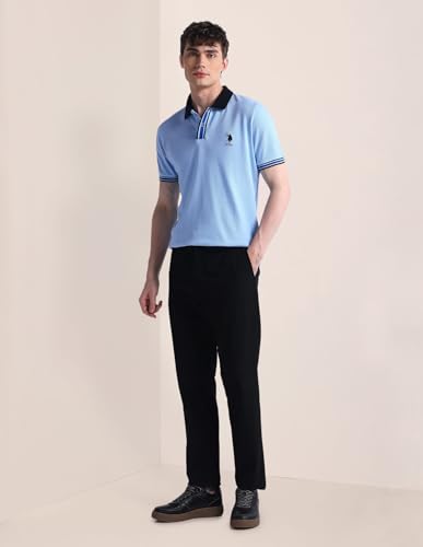 Image of U.S. Polo ASSN. Solid Slim Fit Polo T Shirts for Men - 100% Cotton, Half Sleeve Mens Tshirt