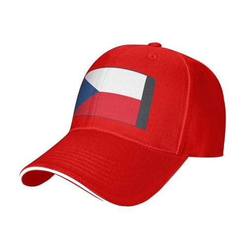 PUYhgb Drapeau de la République tchèque - Casquette de baseball structurée unisexe - Pour toutes les saisons - Casquette d'extérieur réglable et respirante, Rouge, Taille unique