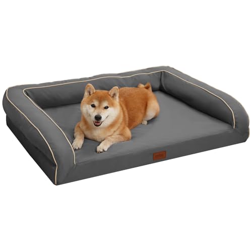 EMME 強防水 犬用ベッド 丈夫 ペットベッド 洗える オックスフォード 犬 ソファーベッド 小型犬 中型犬対応 ペットクッション 高反発 抗菌防臭 ペットソファー 枕付き あごのせ 猫 犬 室内用 寝床 高齢犬 子犬 介護用 ペット用ベッド 掃除しやす