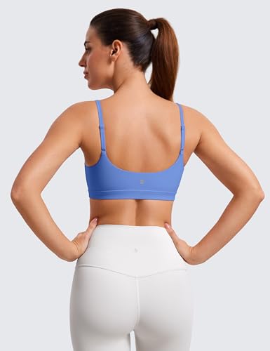 Image of CRZ YOGA Butterluxe Scoop Neck Sports Bras | Light Support, Removable Pads, Yoga, Extremely Soft, U Back, Adjustable Spaghetti Straps, for Women